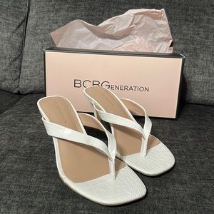 BCBG White Heeled Sandals